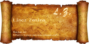 Lincz Zenina névjegykártya